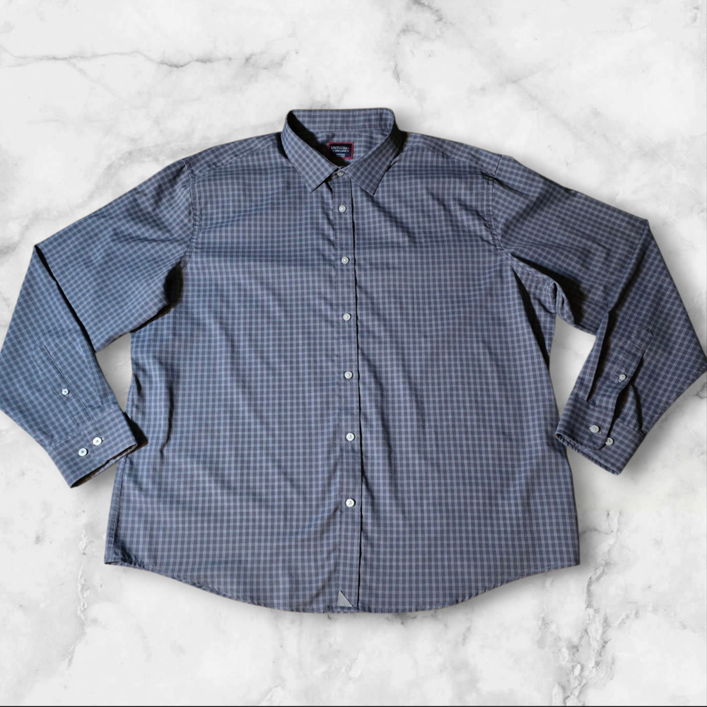 Untuckit Men's Timbre Casual Button down Shirt Gray check, Size 3XL